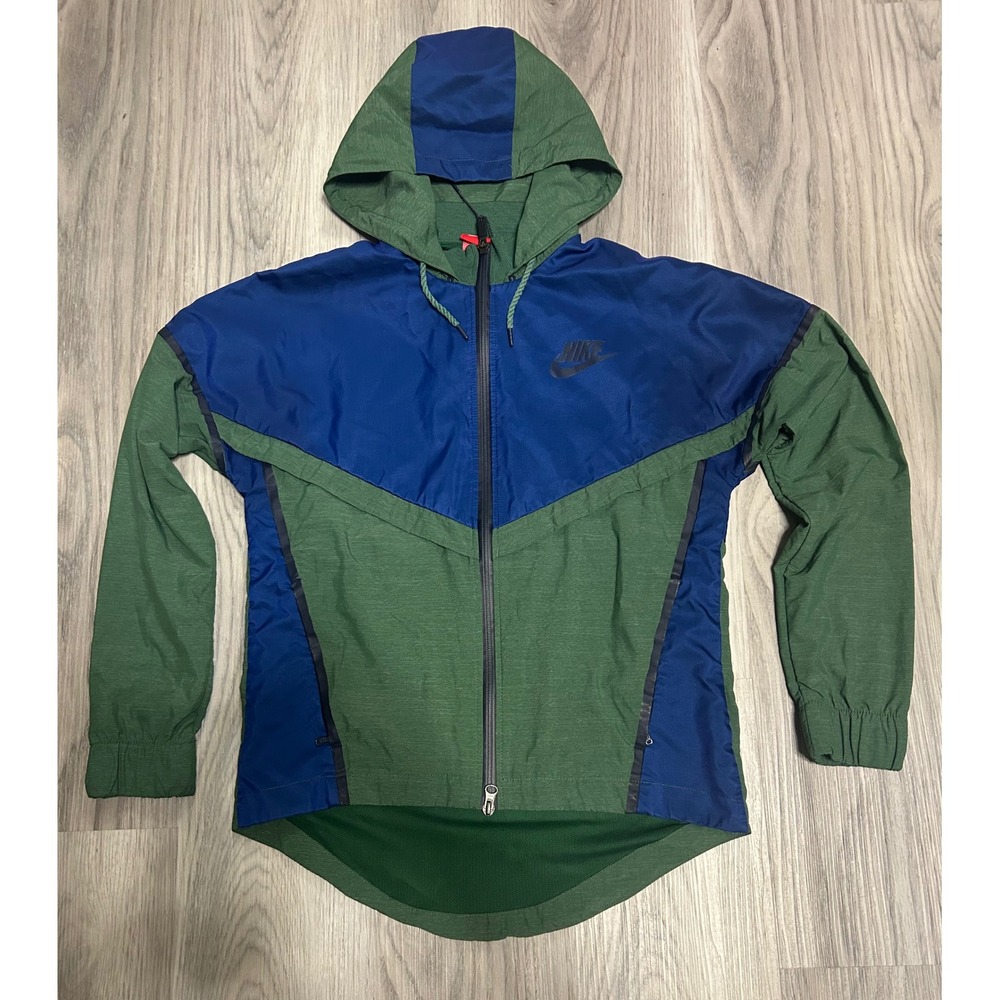Nike Mens Windrunner Hooded Windbreaker Jacket Nylon Small Green Blue Colorblock